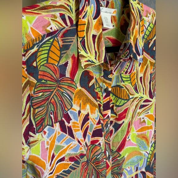 C&C California Linen Blend Button Down Dress Swim Cover Up Resort Wear Medium - Picture 3 of 8